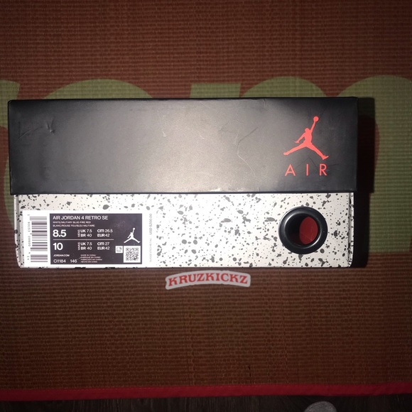 Jordan 4 “ What The 4s " Size 8.5 White Blue Red - Picture 6 of 7